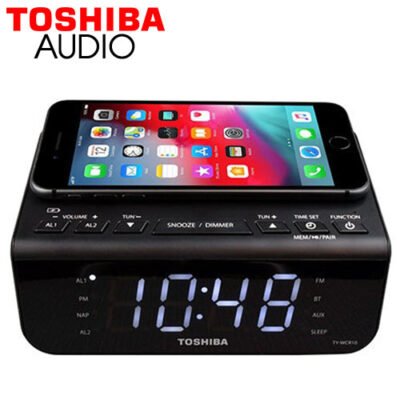 TOSHIBA AUDIO BLUETOOTH SPEAKER & QI CHARGING ALARM CLOCK RADIO