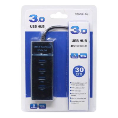 USB 3.0 HUB 4-Port Hi-Speed w/Blue LED Desing KO281