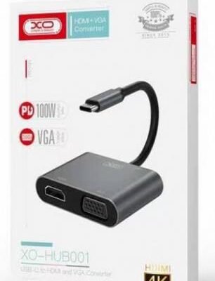 XO HUB001 4 IN 1 TYPEC TO HDMI/VGA/USB3.0/PD CHARGING