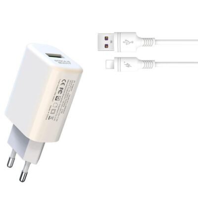 XO L85D ΦΟΡΤΙΣΤΗΣ QC3.0 18W, 1 ΘΥΡΑ, ΜΕ ΚΑΛΩΔΙΟ LIGHTNING