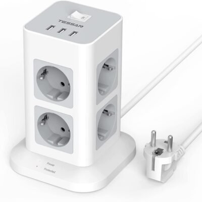 TESSAN TPS03 ΠΟΛΥΜΠΡΙΖΟ ΑΣΦΑΛΕΙΑΣ ΔΑΠΕΔΟΥ 8 ΘΕΣΕΩΝ, 3 USB, ΓΚΡΙ/ΛΕΥΚΟ