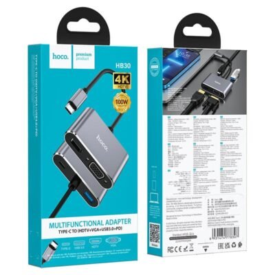 HOCO HB30 HUB 4 ΣΕ 1 TYPE-C MULTI-FUNCTION C /HDMI VGA/USB3.0/PD)
