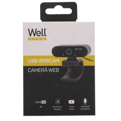 USB Webcam HD4Κ w/microphone 2160P Well 4K01BK-WL