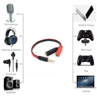 Headset Adapter 3.5mm 4-pin Stereo Splitter Audio (M) to Mic & Headset Jack (F)