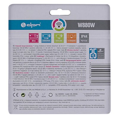 Κουδούνι ασύρματο πόρτας DC/DC 16 μελωδιών IP44 W880W