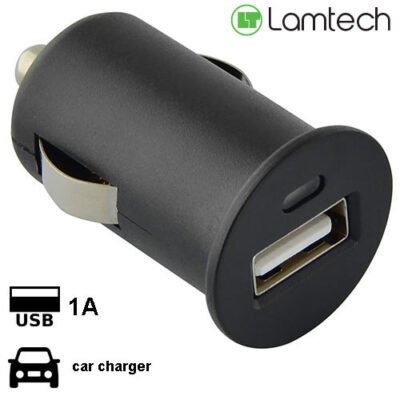 LAMTECH SINGLE USB CAR CHARGER 1A BLACK
