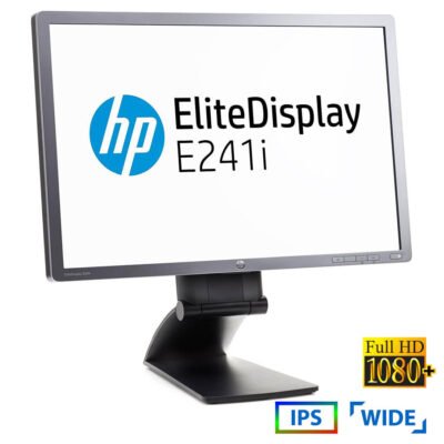 Used (A-)Monitor E241i IPS LED/HP/24″FHD/1920×1200/Wide/Silver/Black/Grade A-/D-SUB & DVI-D & DP & U