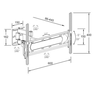 Βάση TV Well 32″- 70″ με τριπλό βραχίωνα Ρυθμιζόμενη TVS-LCD-SW370-WL