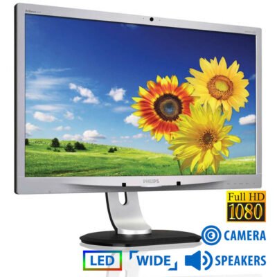 Used Monitor 241P4Q LED/Philips/24”FHD/w/Camera/w/Speakers/1920×1080/Wide/Silver/Black/D-SUB & DVI-D