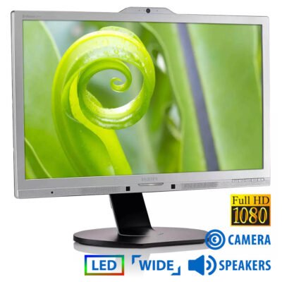 Used Monitor 241P6Q LED/Philips/24”FHD/w/Camera/w/Speakers/1920×1080/Wide/Silver/Black/D-SUB & DVI-D