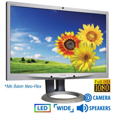 Used (A-) Monitor 241P4 LED/Philips/24”FHD/w/Camera/w/Speakers/1920×1080/Wide/Neo-Flex Stand/Silver/