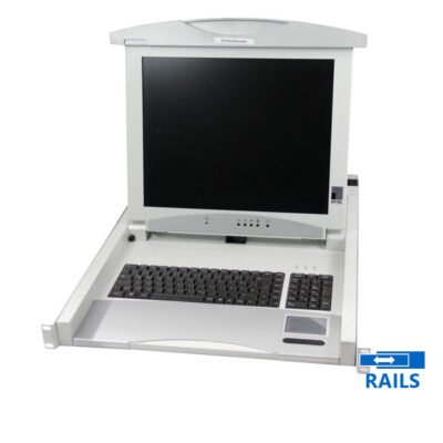 Used Rackmount 1U Monitor w/Keyboard 9050302 TFT/RITTAL/17”/1280×1024/White/D-SUB & DVI-D & 2xPS/2 &