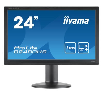 Used (A-) Monitor B2480Hx LED/Iiyama/24”FHD/1920×1080/Wide/Black/w/Speakers/Grade A-/D-SUB & DVI-D &