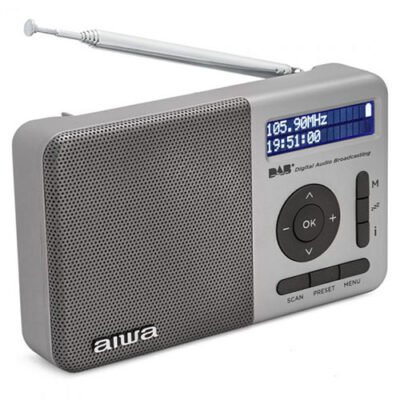 AIWA RADIO DAB+ FM-RDS WITH SPEAKER AND EARPHONES SILVER