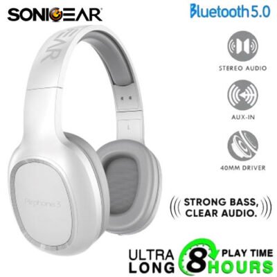 SONIC GEAR BLUETOOTH 5.0 HEADSET (2019) AIRPHONE 3 WHITE REFURBISHED