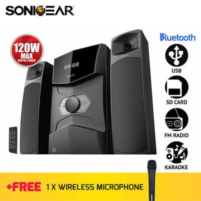 SONIC GEARS BLUETOOTH MULTIMEDIA AUDIO SPEAKERS 2,1 BLACK REFURBISHED